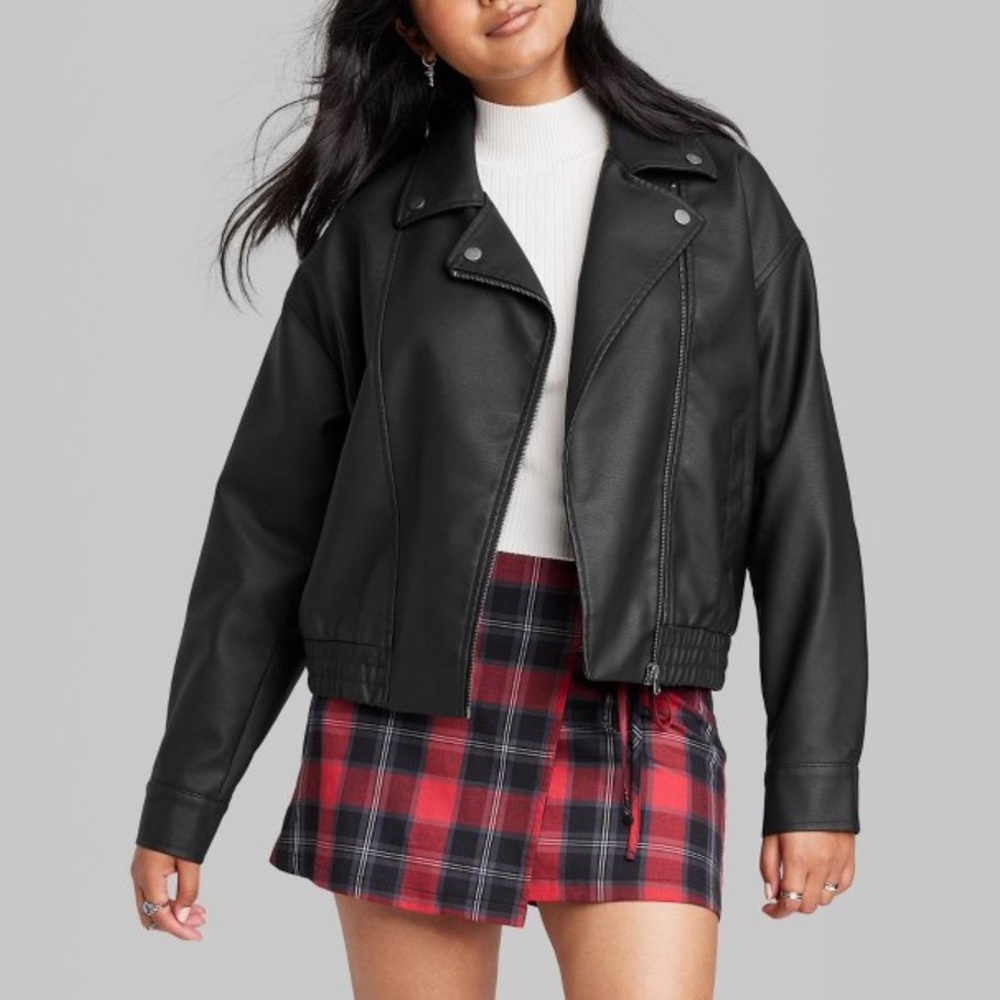 Women's Faux Leather Moto Jacket - Wild
Fable Black M